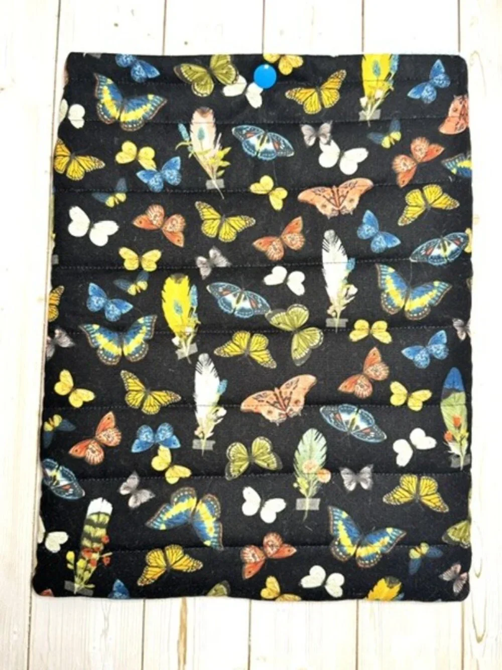 Quilted Butterfly Bible Cover | Padded Book Sleeve, Tablet Case (Black)